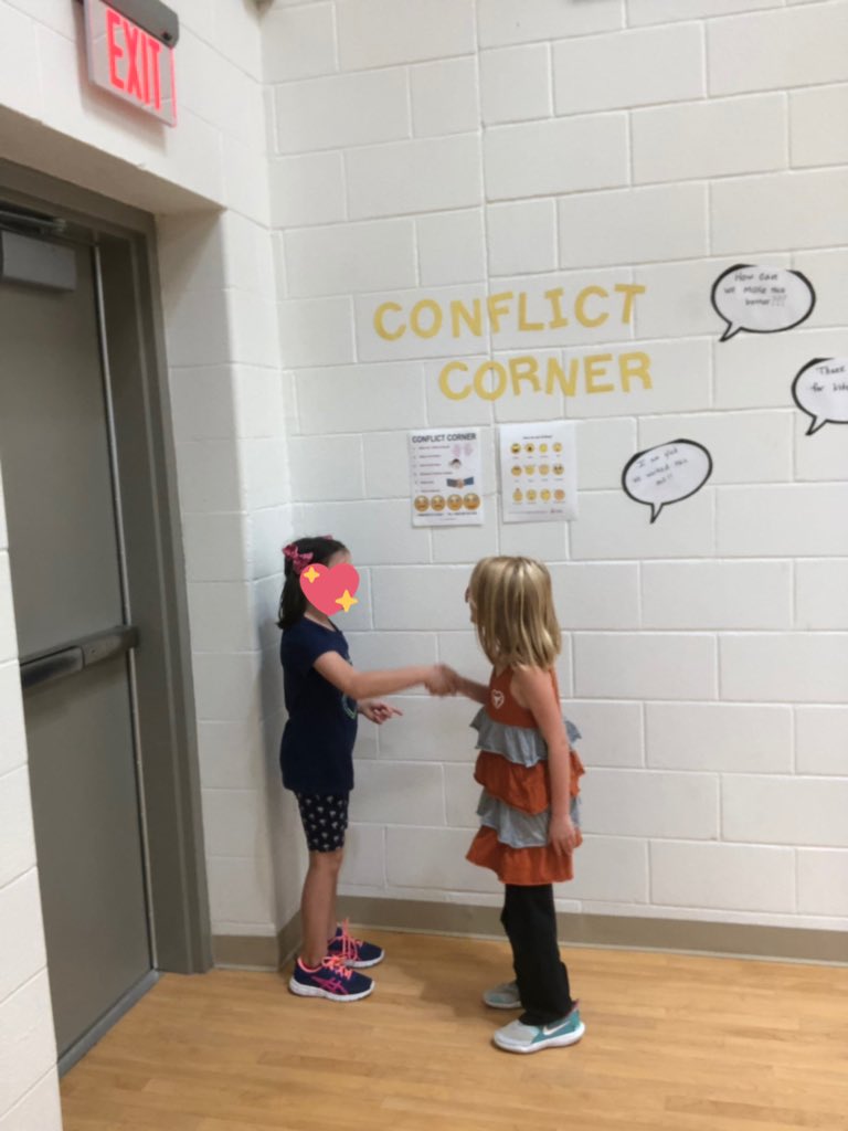 SEL at its finest!!! Introduced the conflict corner and it is working wonders 😍 thanks <a href="/thepespecialist/">Ben Landers</a>   My students are learning to be responsible for their own actions and emotions. #bestjobever <a href="/WalnutCreekAISD/">Walnut Creek Elem</a>
