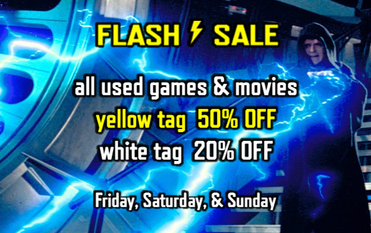 FanFaveGames's tweet photo. **FLASH SALE**

Stop by this weekend and save big on games &amp; movies! https://t.co/5nbslsa4sT
