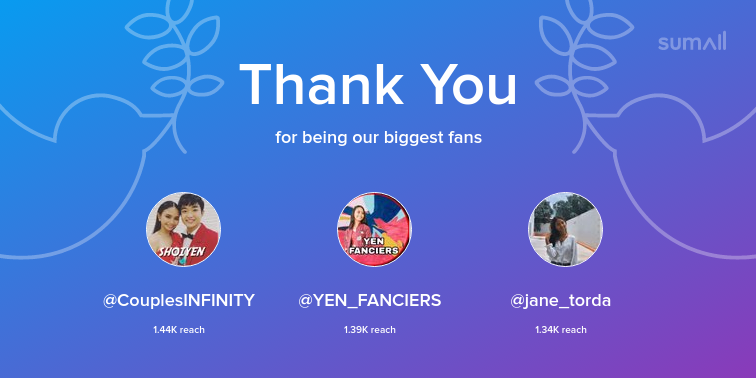 DSuperCouple's tweet photo. Our biggest fans this week: CouplesINFINITY, YEN_FANCIERS, jane_torda. Thank you! via https://t.co/7Q0gkODFVS https://t.co/aFXdknc2Pr