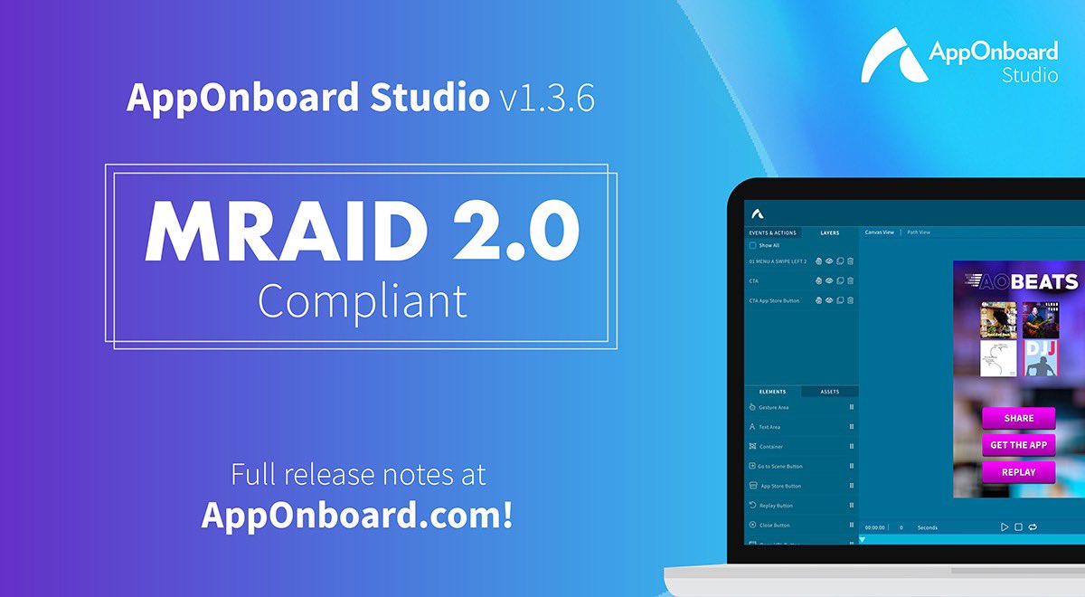 bruinengineer's tweet photo. The #NoCode Revolution for #Interactive continues with the latest version of AppOnboard Studio!
#MRAID Compliant! #Creative #CreativeCloud @apponboardinc @iab https://t.co/b4RnOPDNU4