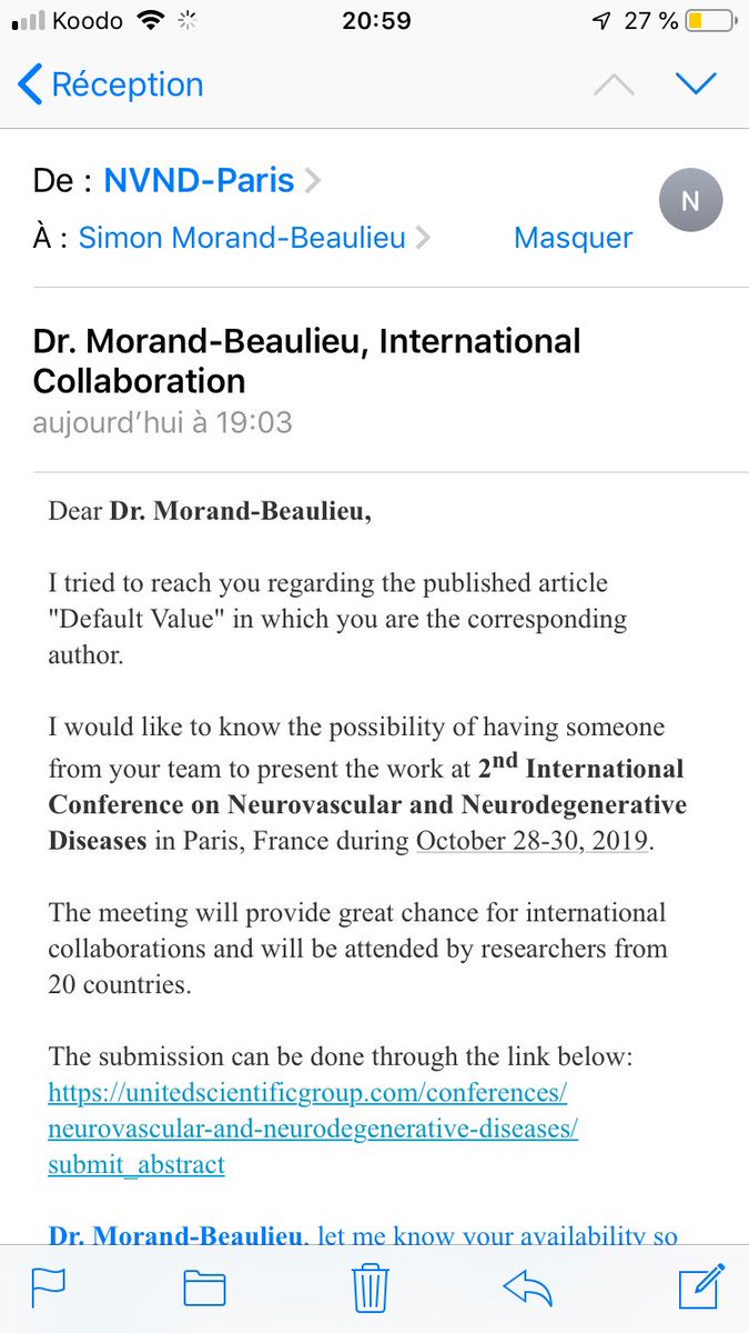 SimonMBeaulieu's tweet image. Gotta give it to him, Default Value is really one of my best papers.
#sciencetwitter #predatoryjournal #predatoryconference