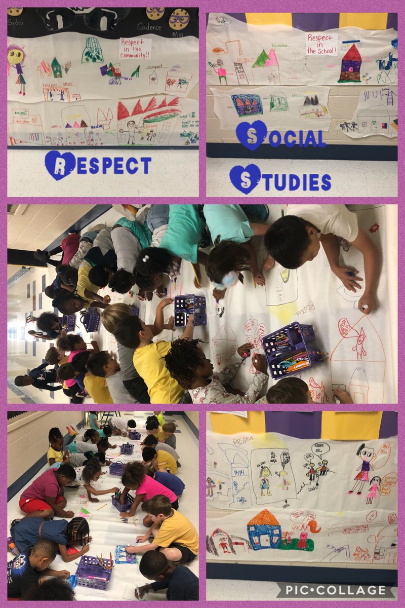 Nikkikesha18's tweet photo. When you want to see what they really know ask for an illustration. #CreateAMural #FirstGradeRocks #SmartCookies #FirstGradeSocialStudies :Respecting the home, the community, and the school. #BeBrilliant @PtownElem https://t.co/QGambzs8Du