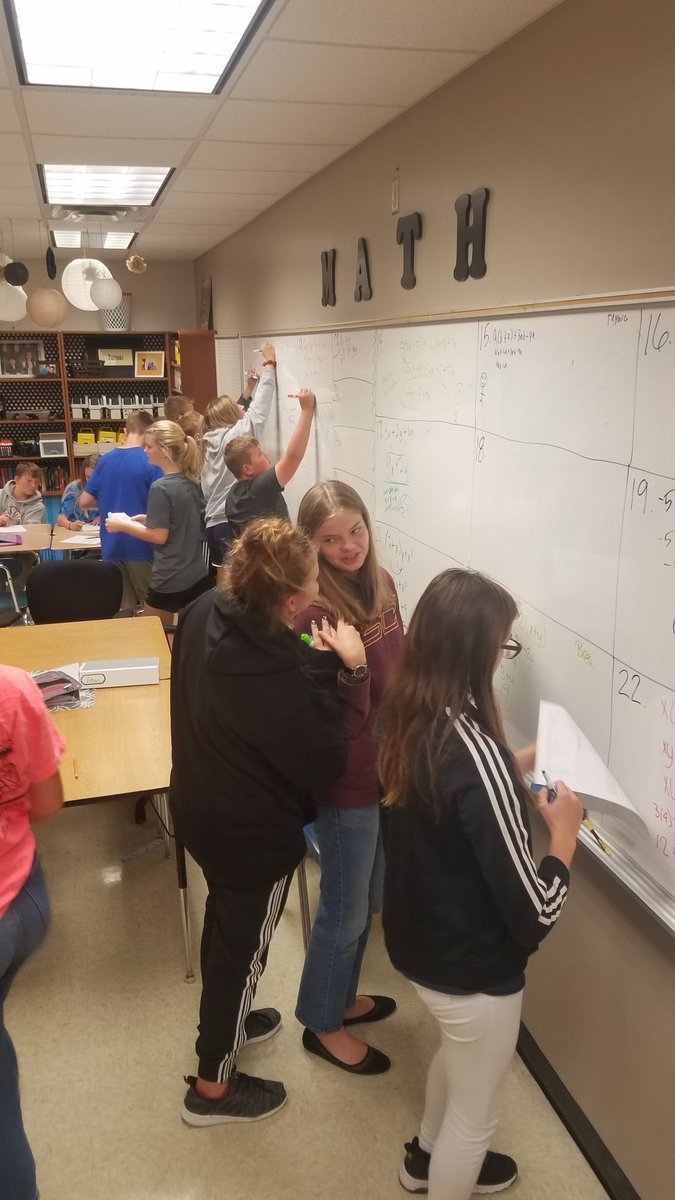 MrsParsons_Math's tweet photo. Trying out a math community message board with peer review this week in 8th grade. Students can share work, get help, and review/approve work of peers. It was student approved.👍👍@leetonschool #LHSBulldogChallenge #mathchat https://t.co/561vKJGqIN