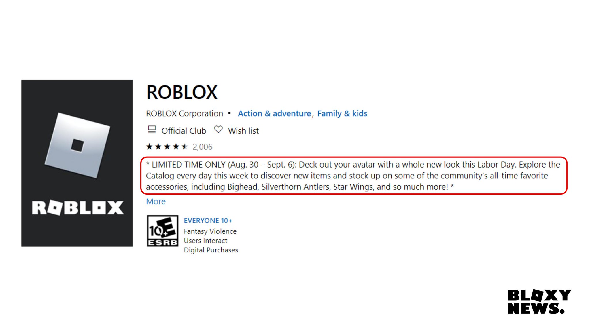 Bloxy News On Twitter Bloxynews According To Roblox On The Microsoft Store We Will Be Getting A Labordaysale Starting Tomorrow A Few Items That Are Already Confirmed Are Big Head - labor day sale roblox