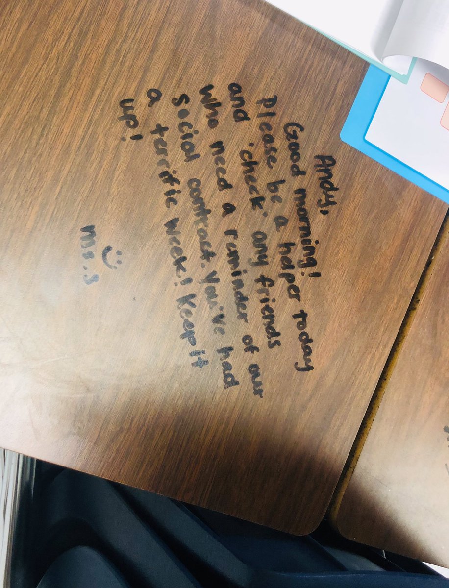 Mrs. Stevens left a personalized note for each of her students on their desks while she was at a training. #capturingkidshearts #onenoteatatime #bebold @mrssilva261 <a href="/PeterEGriffiths/">Peter E Griffiths</a>