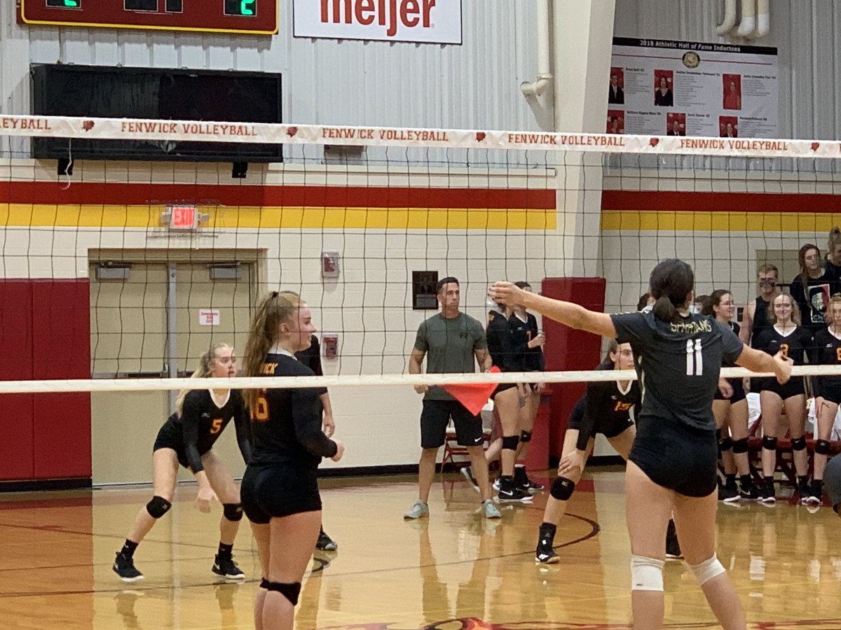 Girls varsity volleyball team digs deep to earn the win ((3-2)) against Roger Bacon after being down (2-0).
#Grittyvictory