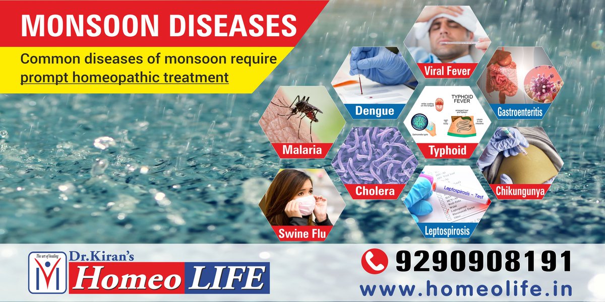 “Prevention is better than cure”, Dr.Kiran’s #HOMEOLIFE has #preventivemedicines for #monsoondiseases  available at all its clinics and #prompttreatment for monsoon diseases. For immediate relief call us on 9290908191. homeolife.in