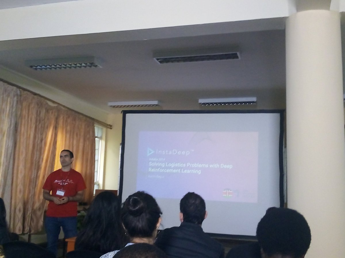 tumishobillson's tweet photo. Looking forward to hear from @kbeguir from @instadeepai sharing with us about the Bin Packing problem.
I challenged their #BinPack AI in 2018 @DeepIndaba and actually won it. This year they brought an improved version and the AI beat me π. Should I keep challenging it til I win? https://t.co/CXYuHLFiSw