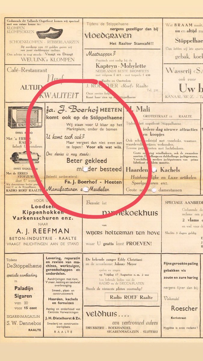 Krant uit 1952. Mijn opa stond op de markt met <a href="/stoppelhaene/">Stöppelhaene</a>. “Beter gekleed, minder besteed”. 
Met dank aan @MarioRiesebeek 👍🏼