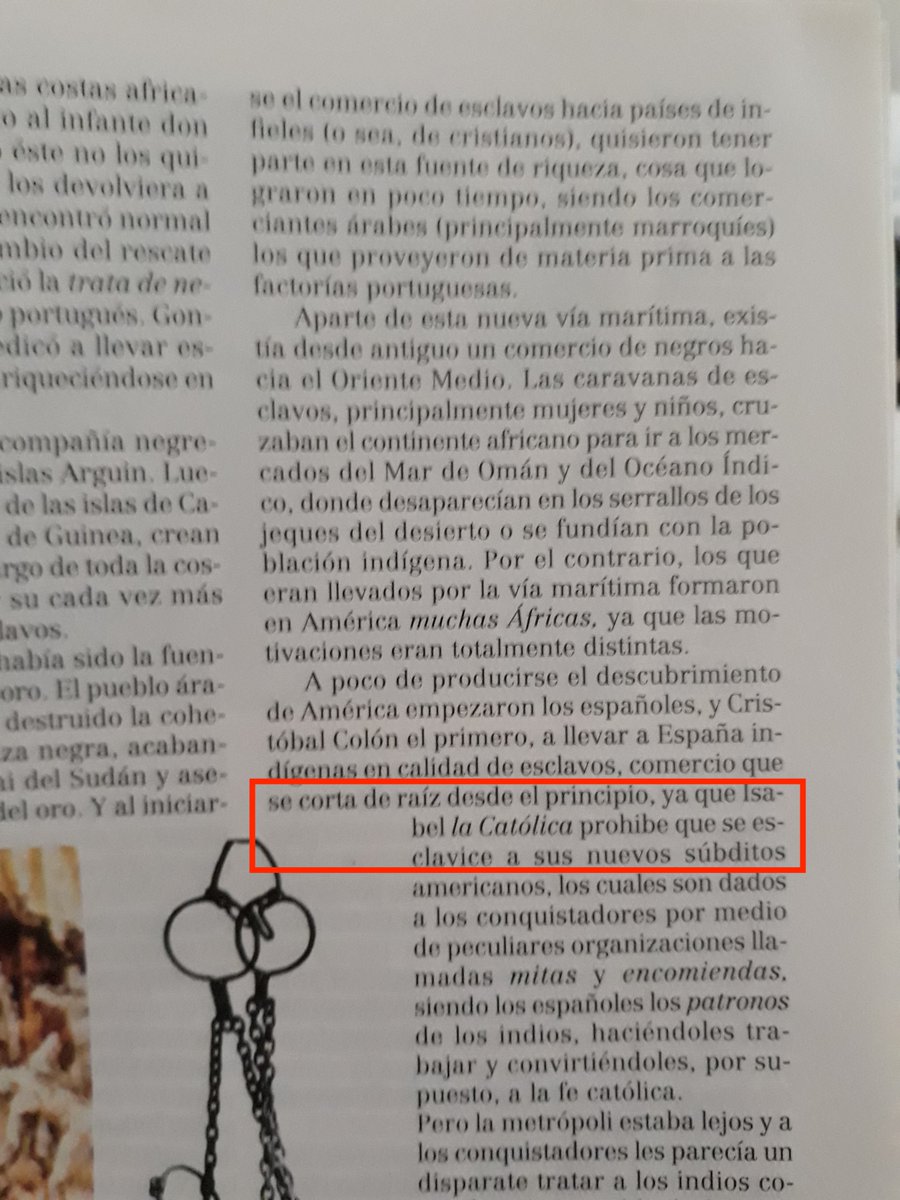 En el artículo tampoco se salva España, aunque habla de la PROHIBICIÓN de la esclavitud desde el primer momento por Isabel La Católica y de las comunidades de negros libres huidos que trabajaban por jornal.Mujeres, enfermos, niños y ancianos estaban excentos de pagar tributo.