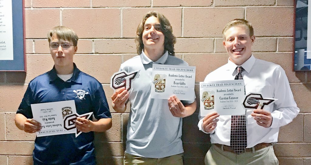 CT_MLax's tweet image. Great work by these lacrosse student athletes on receiving academic awards tonight! (L to R) Austin Walz (Jr), Evan Gibbs (So), Cayston Conover (So). Not pictured Pierce Miller (Sr), Tyler Ruggeberg (Sr). #SkoCougs @CTHSAthletics