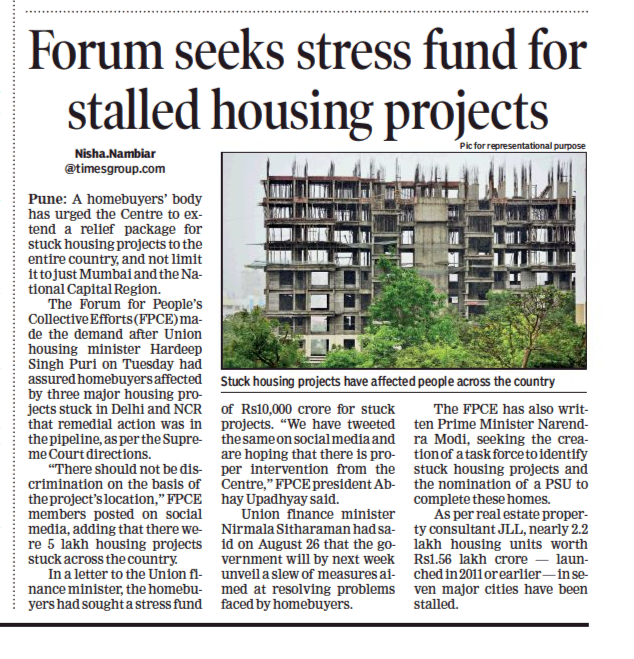 FightForRERAInd's tweet photo. @NishaTOI reports 4 @TOIPune  abt protest by HBs pan India on Twitter agnst announcement tht relief package will only be limited to 3 big distress projects of NCR. This is unfair, grossly wrong &amp; discriminatory. Also contrary to the Supreme Court's direction in Amrapali case. https://t.co/vbpWJBa9t4