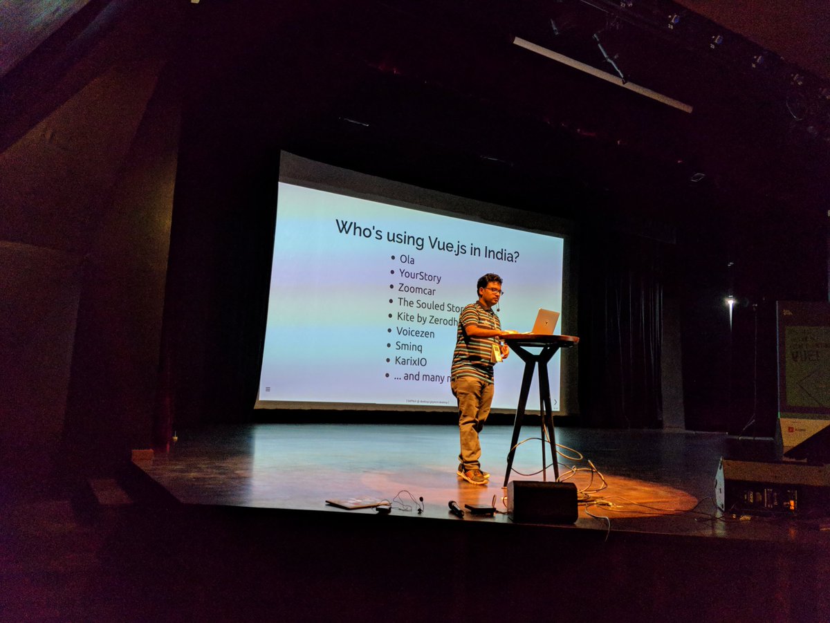 We have <a href="/SwapAgarwal/">Swapnil Agarwal 🌵</a> with the opening keynote to #VueDay and <a href="/voicezen/">Voicezen India</a> is on stage too! 

<a href="/jsfoo/">JSFoo</a> #vuejs #bangalore