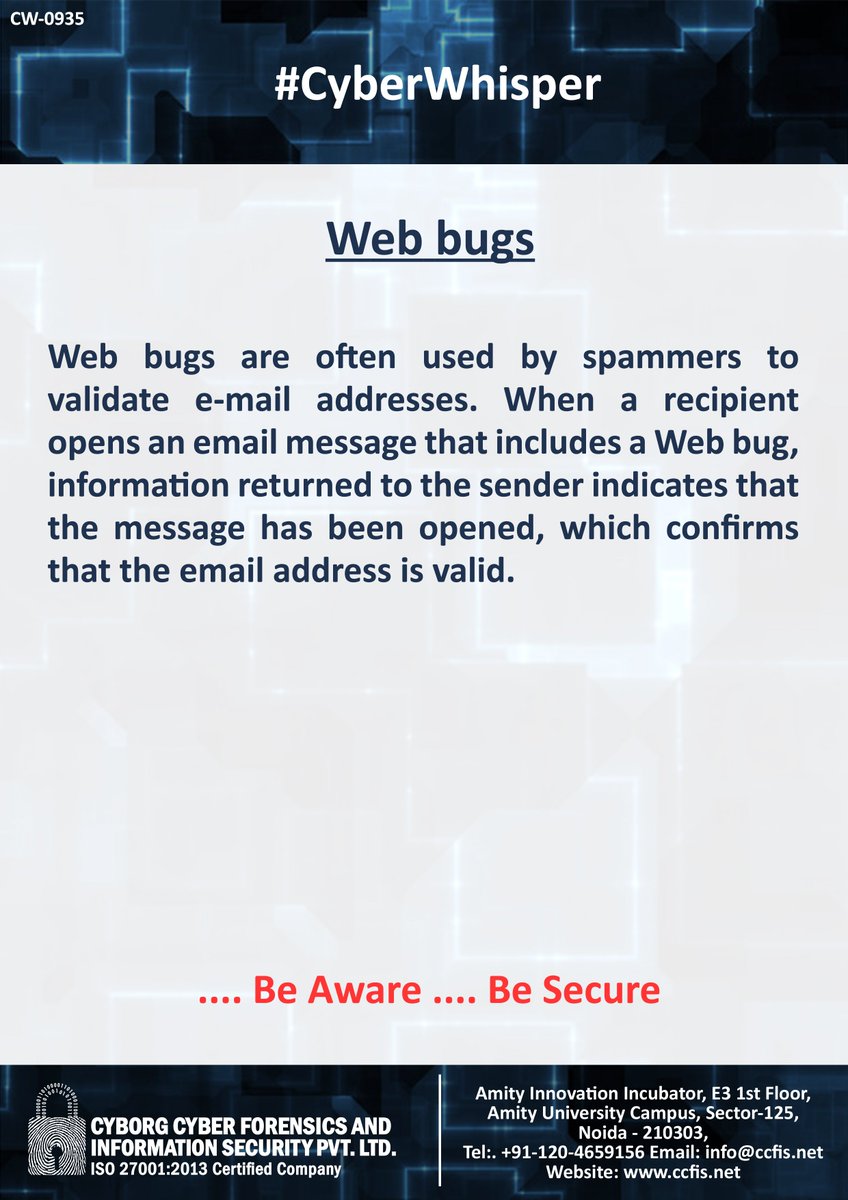 jssodhi's tweet photo. #CyberWhisper #CyberSecurity #WebBug https://t.co/lqKwx9INu6