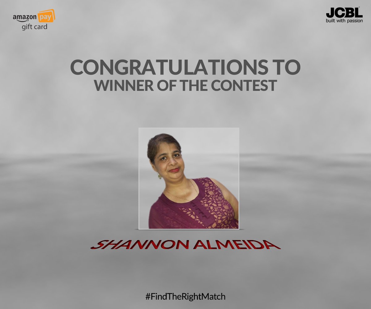 JcblLimited's tweet photo. Congratulations to "Shannon Almeida" on winning #FindTheRightMatch contest. Kindly inbox us your contact details.
Thankyou all for participating.
Stay tuned for more exciting contests.
#JCBLContest #Winner https://t.co/Ky02zKbvkc