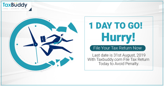 TaxBuddy1's tweet photo. Visit https://t.co/fOPIziHs66 to file your tax returns online without any further delay to avoid penalty. Get instant help to make it more simpler a task. Hurry! Only one day to go, file now: https://t.co/jXzDBi3Giw
#TaxBuddy #FileITRNow #AvoidPenalty #OneDayToGo https://t.co/M8KP1rha09