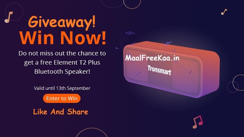 MaalFreeKaa's tweet photo. #Giveaway To Win #TronsmartT2Plus #PortableAudio #BluetoothSpeaker #Music #Contest #ContestAlert
#Play Here #MaalFreeKaa #GiveawayAlert #Tronsmart
https://t.co/2VXDigc6LK https://t.co/dCnnh5tPfu