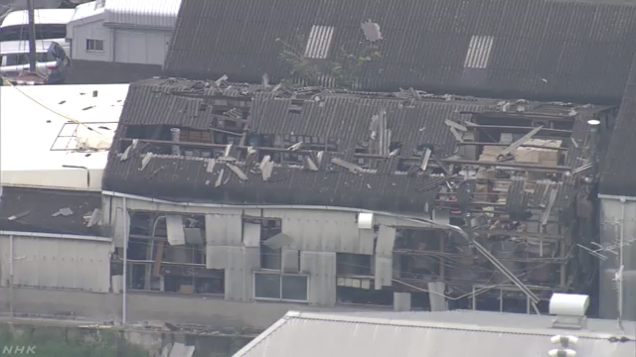 名古屋市西区新木町の工場で爆発事故が起きた現場の画像