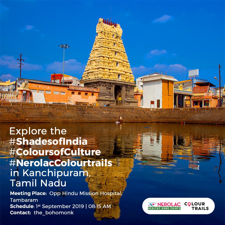 Nerolac_Paints's tweet photo. History meets heritage at Kanchipuram, a unique destination that celebrates culture by showcasing it. Besides watching the #ColoursOfCulture come alive, capture the colours of Kanchipuram silk sarees that pay homage to the heritage of this city on #NerolacColourTrails #TamilNadu https://t.co/xZFBG8C3Dm