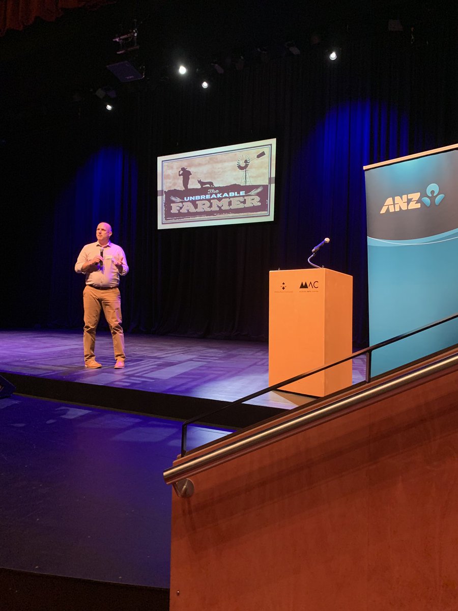 #SunraysiaAgConference 3rd guest speaker <a href="/Warra67/">The Unbreakable Farmer</a> putting the tough topic of mental health and wellbeing on the table. All proceeds form today’s conference to #RuralFinancialCouncellingServiceNWVic