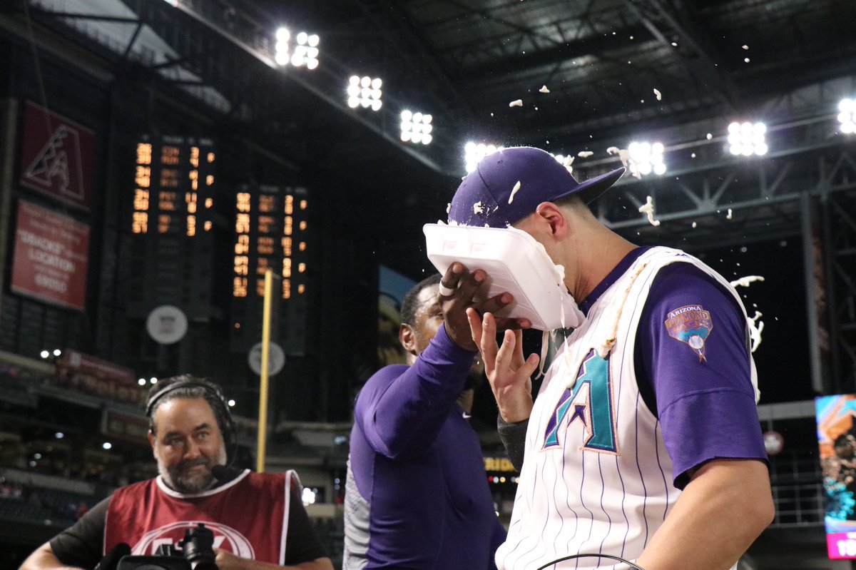 NickAhmed13's tweet photo. Great comeback win tonight! Pie tastes good! #pieintheeye #W #comeback #rattleon https://t.co/xDgsPtPJ9q