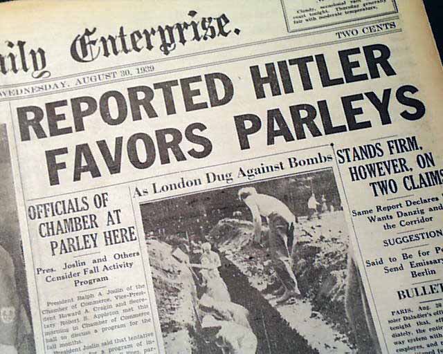 LandguardF's tweet photo. On This Day August 30th 1939
#countdowntowar
#80yearstotheday
#WW2
Reply to Hitler
Headline: Britain replies to Herr Hitler's note.
Britain is still standing firm in her undertaking to help Poland
Poland braces for German invasion
Desperate diplomacy in Paris. https://t.co/RYMVOeNVXU