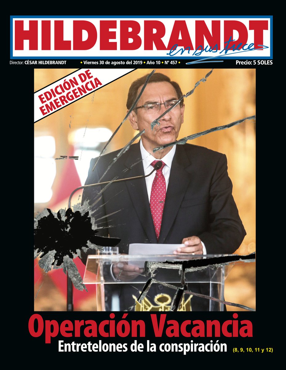 ensustrece's tweet image. Portada de la nueva edición de "Hildebrandt @ensustrece". #Hildebrandt #Peru #ensustrece #Vizcarra