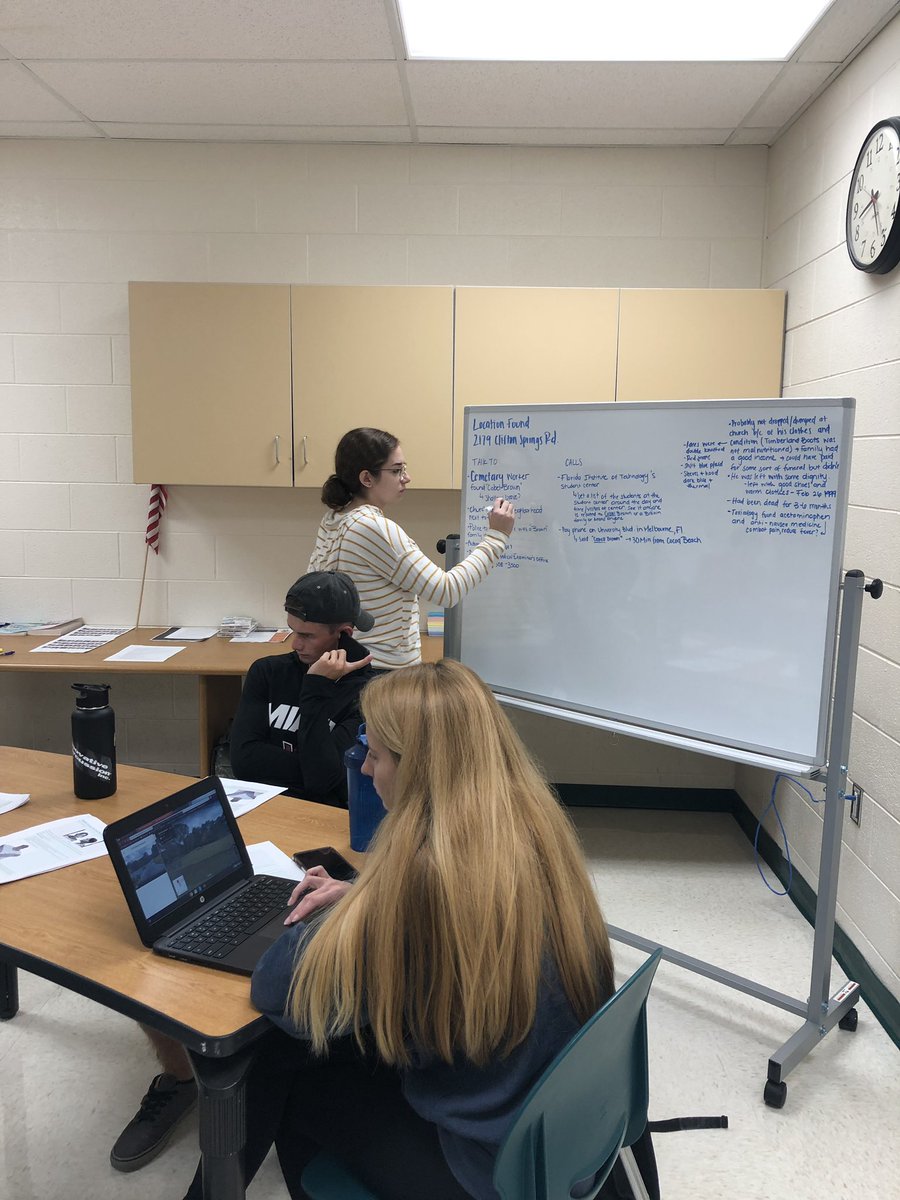 hubbsFS2017's tweet photo. Forensic Science: Cold Case students working hard research their first Cold Case activity. It was designed as just an intro to the class but they are working so hard I don’t want to stop them!! https://t.co/yTum1th57w