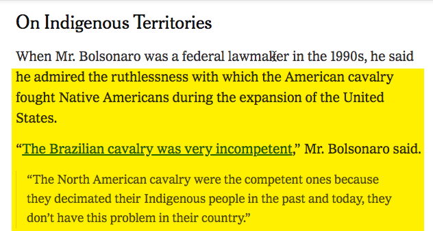 ggreenwald's tweet photo. If anyone has lingering doubts about whether the Amazon's destruction is some sort of uncontrollable natural occurrence rather than the deliberate ideology of Bolsonaro, this @nytimes article, with his environment quotes over the years, will resolve those: https://t.co/kTeHYUXvk0 https://t.co/ZNYgvTwgZw