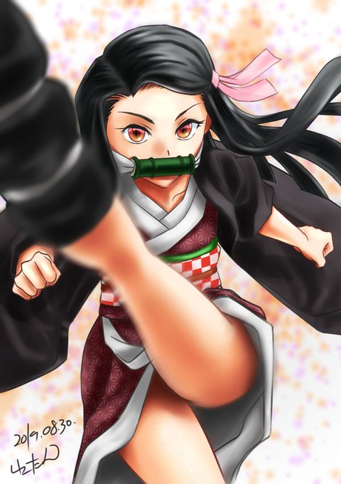 ゆーたんさんがTwitterに投稿した竈門禰豆子(鬼滅の刃)のイラスト。