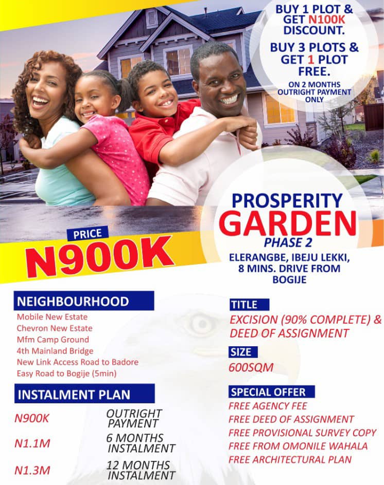 Get this plot of Land at Lekki @ N900k. Call: 08023480776