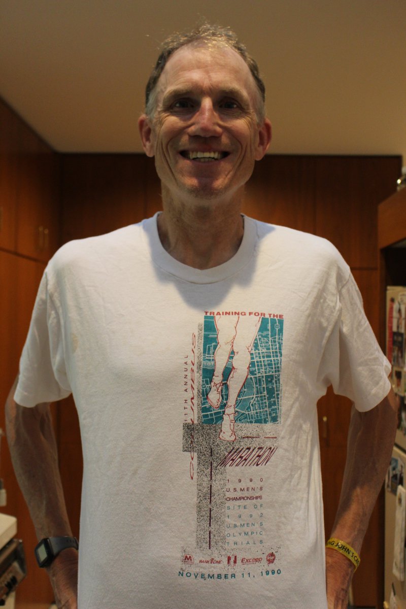 AustinJarrow's tweet image. Shirt of the day: Training for the 1990 Columbus Marathon

#shirtoftheday #runwiththebest
