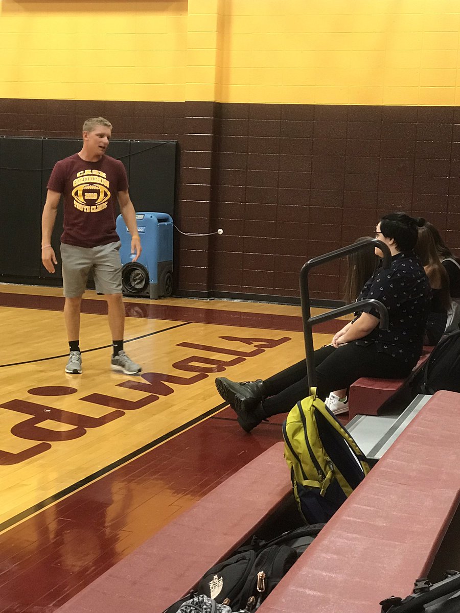Coach_Goncalves's tweet photo. @Mr_Tullson rocking his maroon and gold, making connections with students 💪🏼 Great addition to the Case Family! #casepride https://t.co/8TCVDggSB0