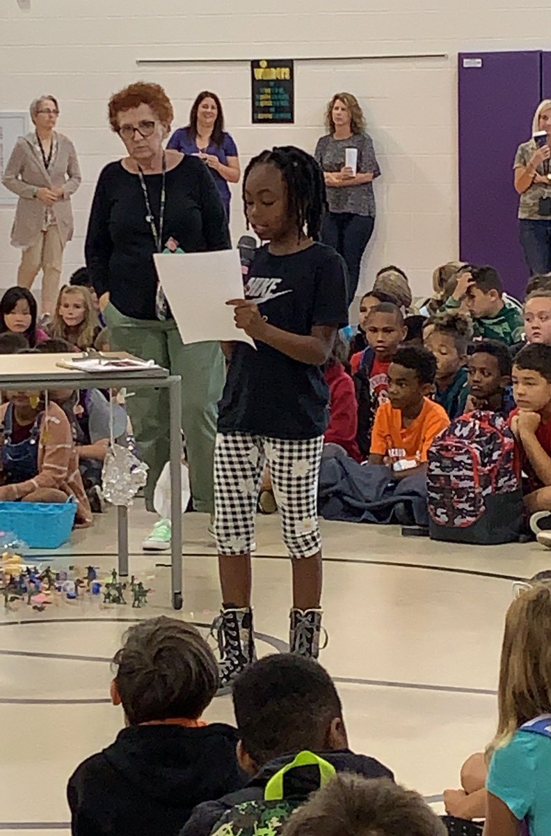 Sharing our fourth grade STEMfest with the rest of the school at our weekly SPARK meeting! #REYNproud <a href="/ReynSues/">ReynSUES</a>