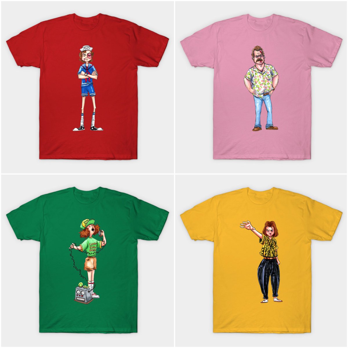 Tees available now at @TeePublic and on sale for just $13 for my little #StrangerThings art series focused on their amazing 80's outfits! Check them out here http://ow.ly/1vgU50vPcWo
#StrangerThingsArt #StrangerThings3 #80s #ILoveThe80s #ArtSale #Tshirts #Geek #Nerd #Scifi