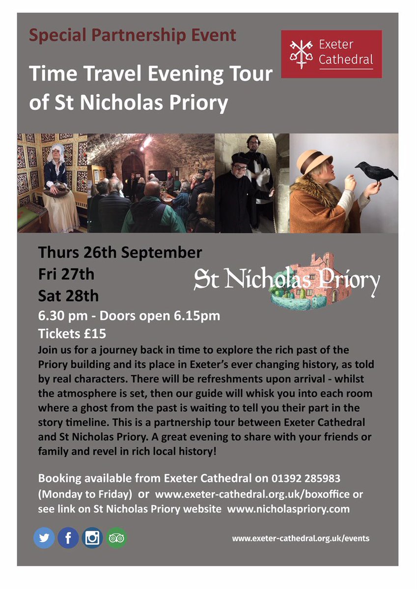 nixpriory's tweet image. Join us on September 26th-28th for a magical evening tour, as told by the characters from St Nicholas Priory’s history! 
Tickets are available at via nicholaspriory.com

@visitexeter @ExeterHBT @Devon_Hour #exeter #exploringexeter #thingstodoinexeter
