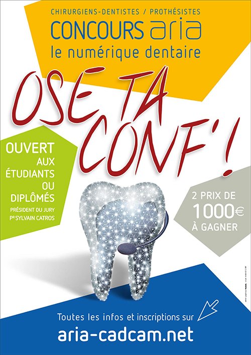 Plus que 15 jours pour participer au 1er #concours aria et nous envoyer votre présentation sur votre vision du #numérique #dentaire dans votre métier ! 2 prix de 1000€ à gagner… Ose ta conf’ ! 😉Toutes les infos > bit.ly/2SuM4Be