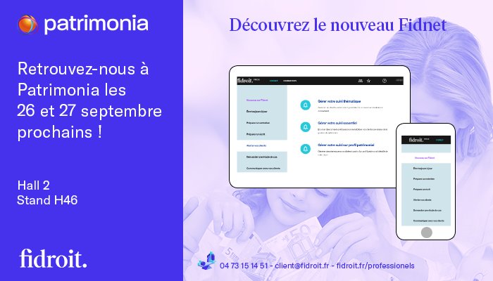 fidroit's tweet image. #Patrimonia - Découvrez le nouveau Fidnet 
• Maîtrise du conseil dans le temps client par client
• Approche par portefeuille clients optimisée
• Proposition d’alertes clients personnalisées à vos couleurs
En savoir +
fidroit.fr/professionnels…
#fidnet #business #suivi #conseil