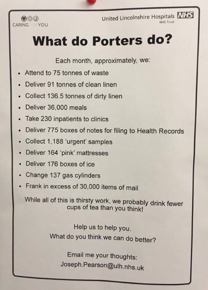 NHSMillion's tweet photo. We will never grow tired of sharing this.

Please RT if you’re grateful for the thousands of porters who keep our NHS moving. https://t.co/xNjnB0rd3g
