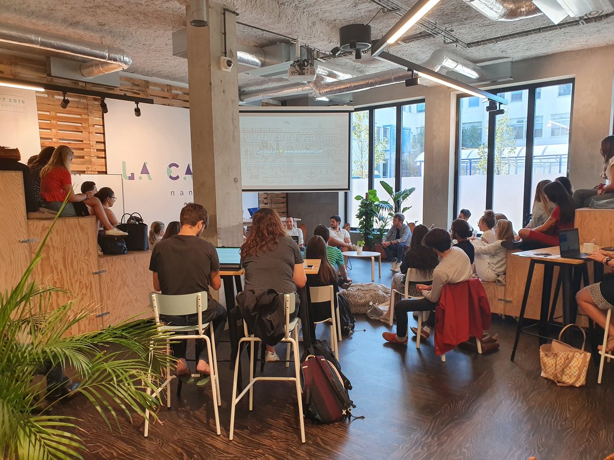 Ce matin nous avons le plaisir d'accueillir les etudiants de 2ème année d'@audencia_com pour leur découverte de l'écosystème avec <a href="/Maia_Mater/">Maia Mater</a> on stage 🎙