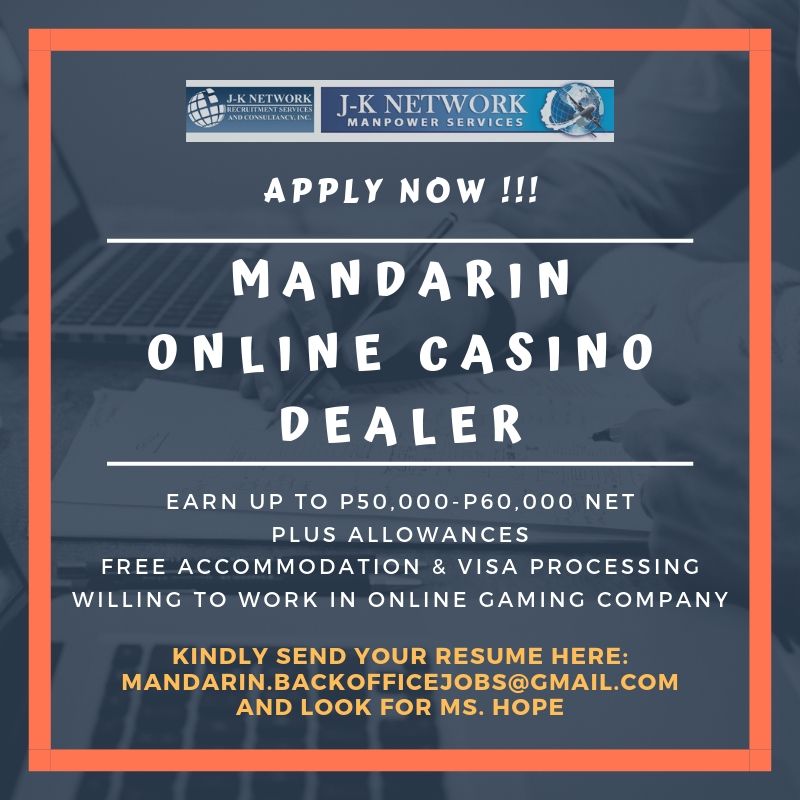 jk_mandarin's tweet image. Hello! We are looking for Mandarin Online Casino Dealer who is willing to work ASAP.
You may send your resume here mandarin.backofficejobs@gmail.com and get hired!
#StartASAP #freeaccommodation #mandarin #applynow