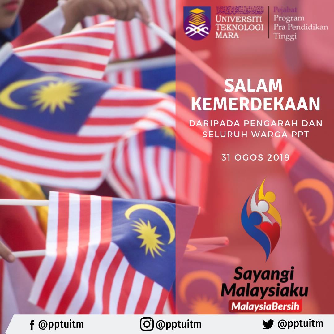 PptUitm's tweet photo. Selamat Menyambut Hari Kemerdekaan! Merdekakan Minda Merdekakan Bangsa. https://t.co/e7VL7P6EzX