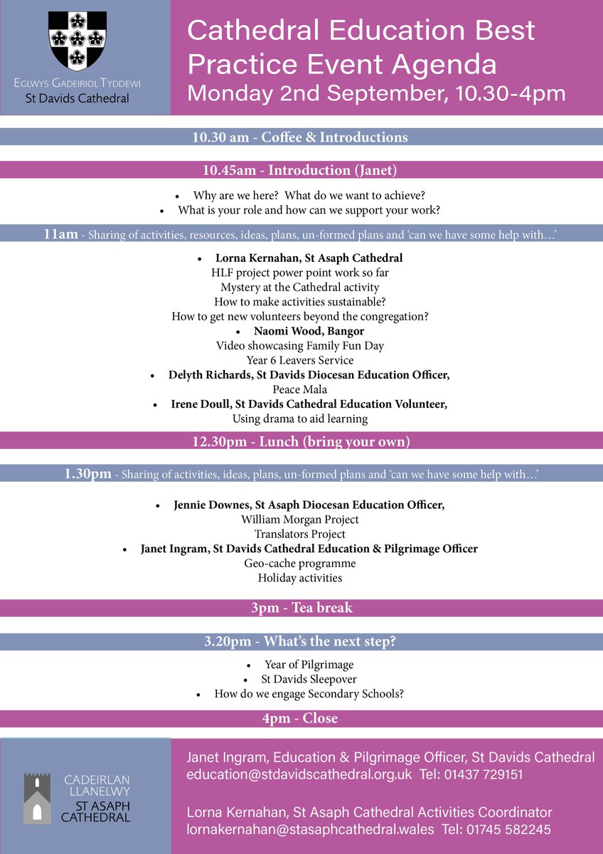 TyrPererin's tweet image. Exciting plans for working with children &amp;amp; families at Cathedrals in Wales.  Not booked? Contact or join us on the day in Aberystwyth. @CathedralsPlus @StDavidsCath @PoblDewi  @StAsaphCath @StAsaphDiocese  @BangorCathedral @EsgobaethBangor @Swanbrec @CYFGreatBrecon @MonmouthDCO