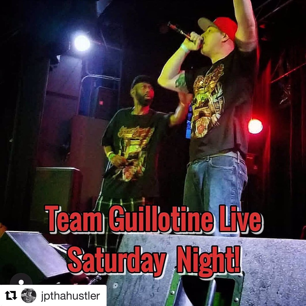 thebubblyone13_'s tweet photo. TEAM GUILLOTINE LIVE SATURDAY NIGHT AT GOREFEST Denver Colorado! @theroxydenver 
#teamguillotine #jpthahustler #insanepoetry #LSP #gorefest https://t.co/NeCkOahjPJ