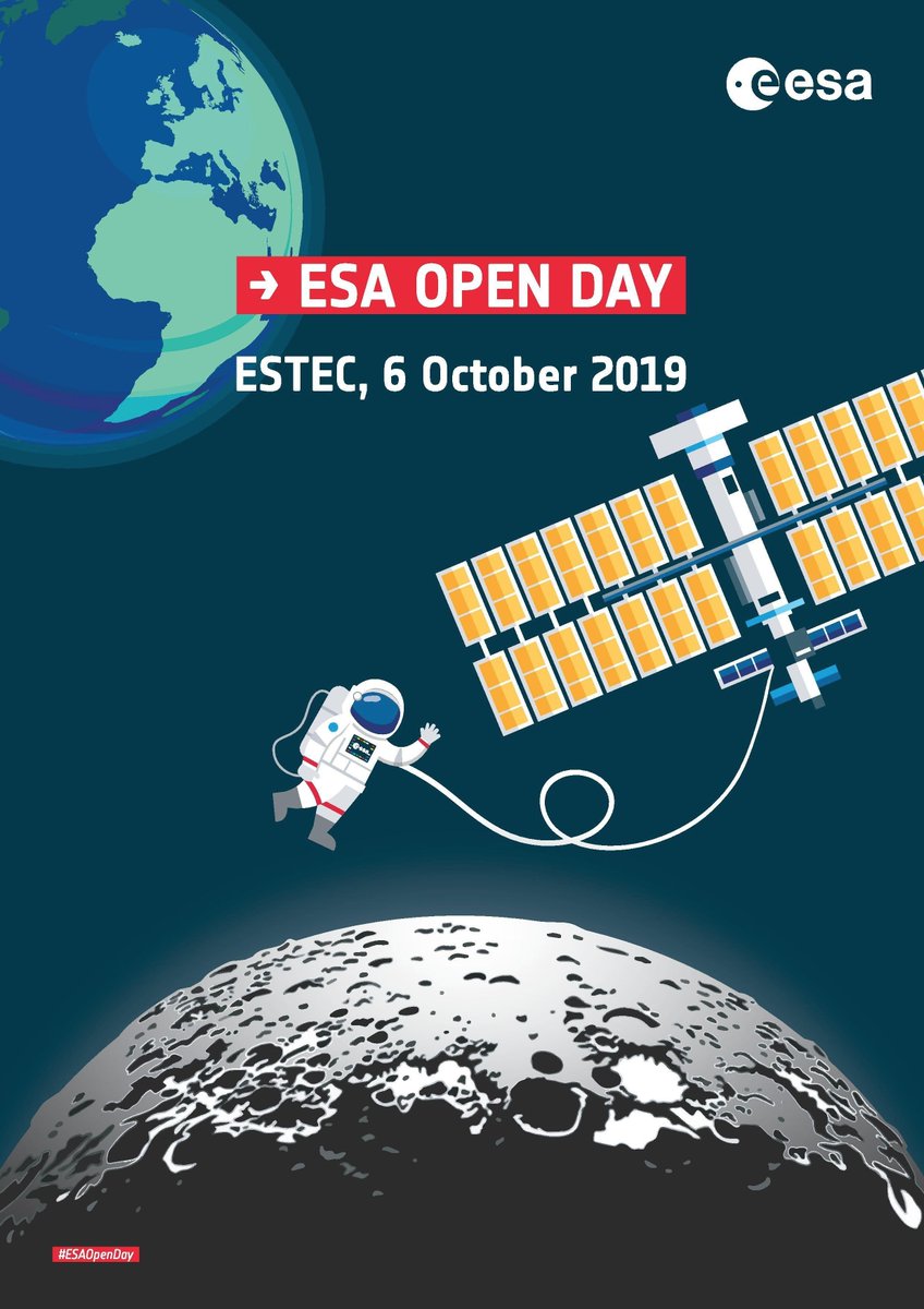 esa's tweet photo. Register now for ESA’s Open Day in the Netherlands on Sunday 6 October – your chance to meet astronauts, space experts and see behind the scenes of Europe’s space adventure at ESA’s largest establishment. See https://t.co/mxVswQfdxN
#ESAOpenDay #ForwardToTheMoon https://t.co/1qSvxbspwC