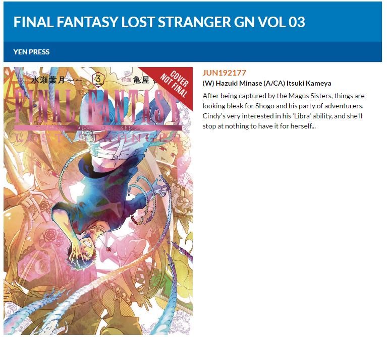 Previewsuk Our Friends At Yenpress Have A Trio Of Titles For Us This Week Including The 3rd Volume Of Final Fantasy Lost Stranger Two New Series Love Mom