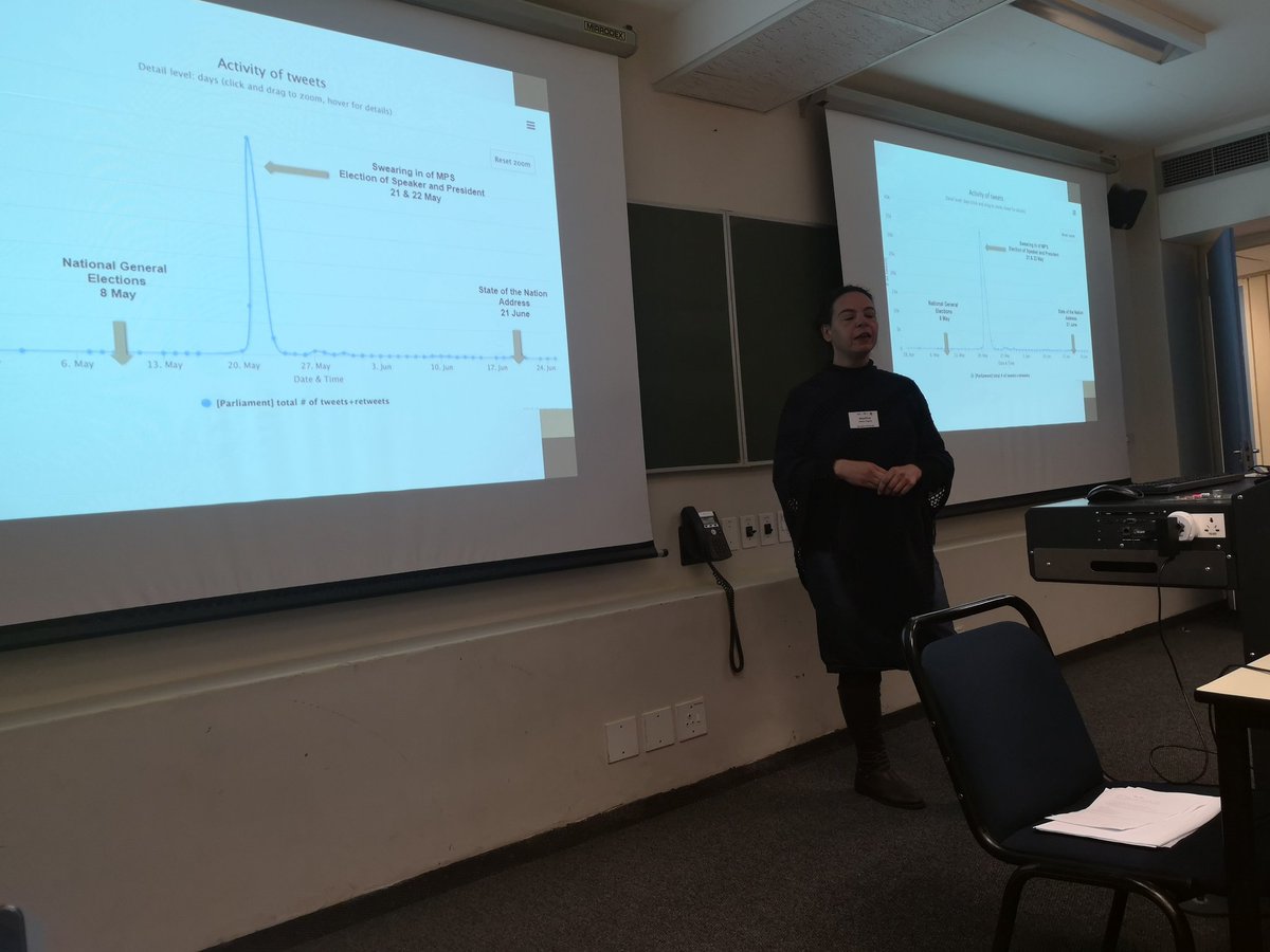 DrMikaelaDeV's tweet photo. Martina Della Togna of @Rhodes_Uni @Rhodes_JMS presenting on "listening in" on #6thDeomcraticParliament #SONA2019.
Presented at #SACOMM #sacomm2019 @UCT_Research
@FilmandMediaUCT @UCT_news #parliament #rhodesuniversity #SouthAfricanparliament #media #mikaelaoosthuizen #scholar https://t.co/hwF5udUh9z