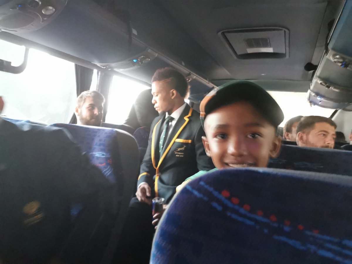 tsepomhlongo's tweet photo. With the Squad in the bus at OR Tambo. #BokSendOff #StrongerTogether 
We support the
@Springboks https://t.co/QmI6QPaCpq