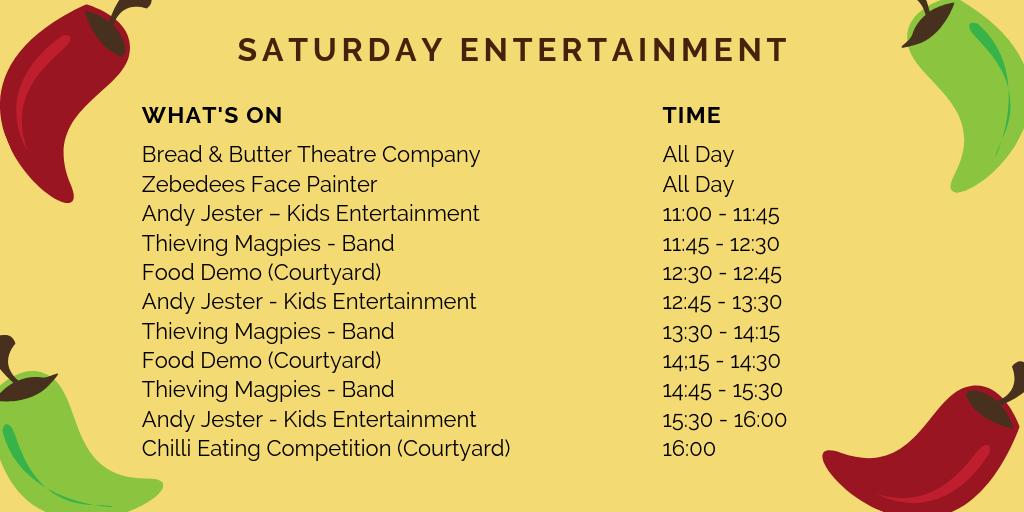 HolkerHall's tweet photo. Check out our Chilli Fest entertainment programmes!
From food demonstrations to face painting, we've got something for the whole family.
Not to forget the fantastic live performances from @cumbriamagpies and The Pantasy Steel Band
Get tickets here > https://t.co/I3HB7Hd0QU https://t.co/yNITGSkDwM
