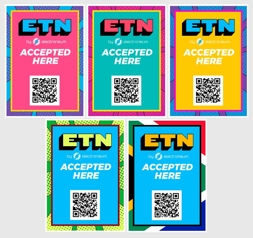 etncommerce's tweet photo. We got some new "ETN Accepted Here" designs on https://t.co/dfptrTwVkh - #electroneum #ETNEverywhere $ETN #ETN https://t.co/1TfwaA7slo